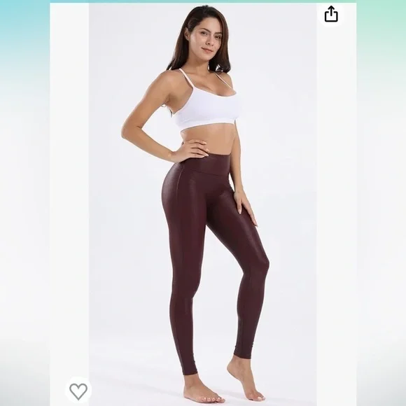 Tagoo Faux Leather Dressy Leggings Women Tummy Control High Waisted Medium NWT - Picture 3 of 16